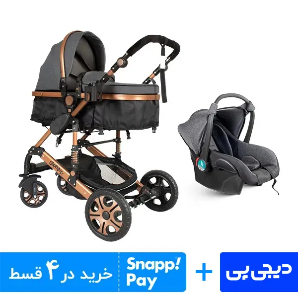 سرویس کالسکه اسپرینگ دو تکه برنز ذغالی